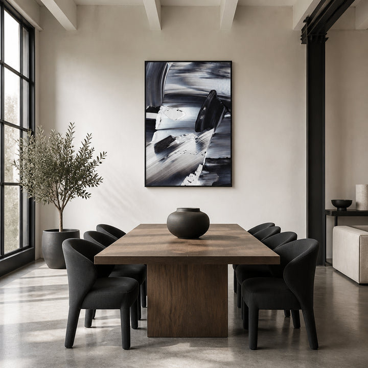 Room mockup featuring Monochrome Waves Art Print