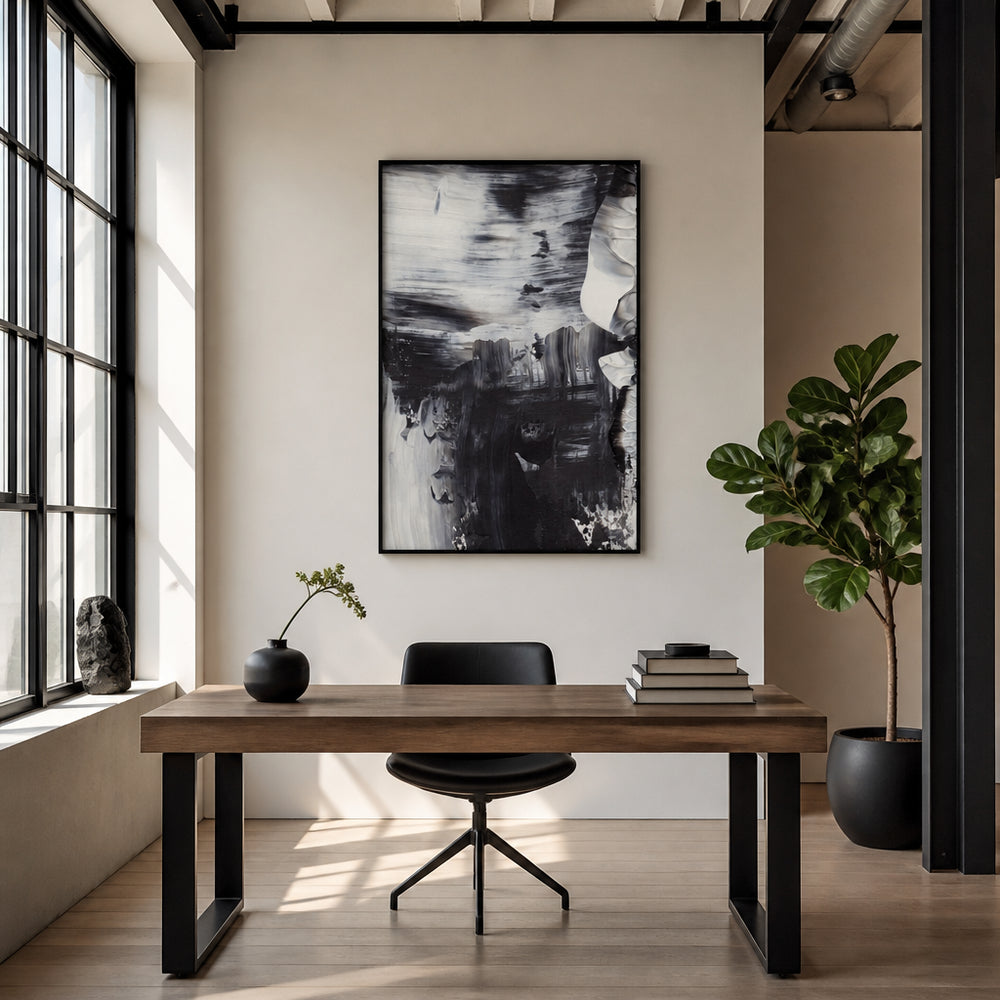 Room mockup featuring Monochrome Whirl Art Print