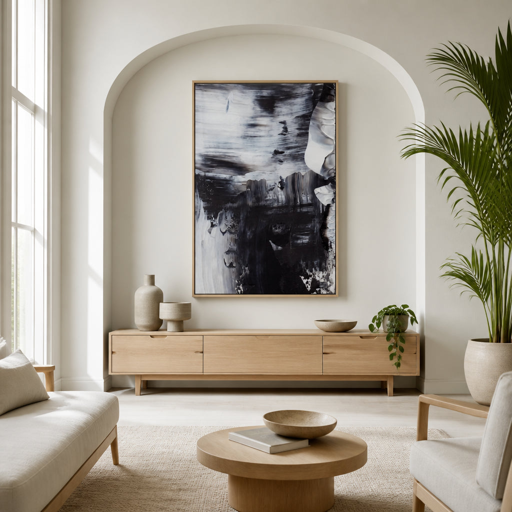 Room mockup featuring Monochrome Whirl Art Print
