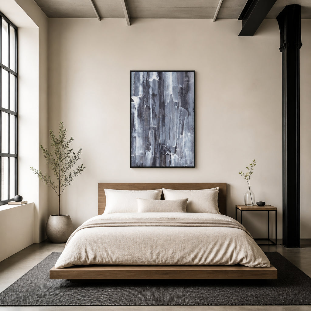 Room mockup featuring Streaks of Gray and White Art Print