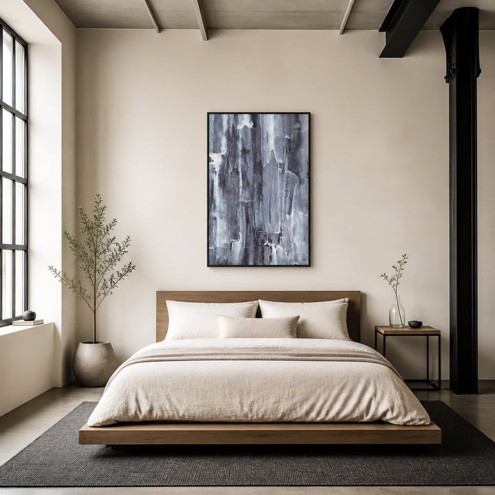 Room mockup featuring Streaks of Gray and White Art Print