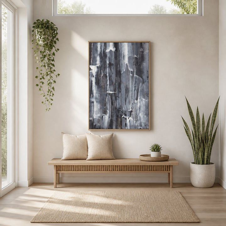 Room mockup featuring Streaks of Gray and White Art Print