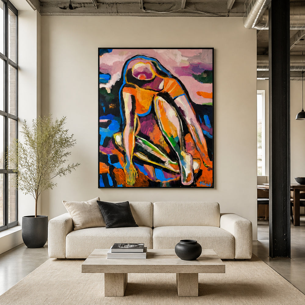 Room mockup featuring Colorful Abstract Woman Art Print