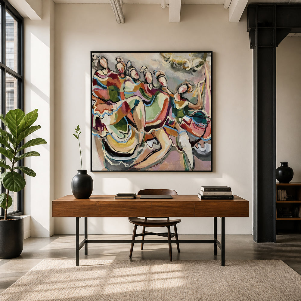 Room mockup featuring Vibrant Group Dance Art Print