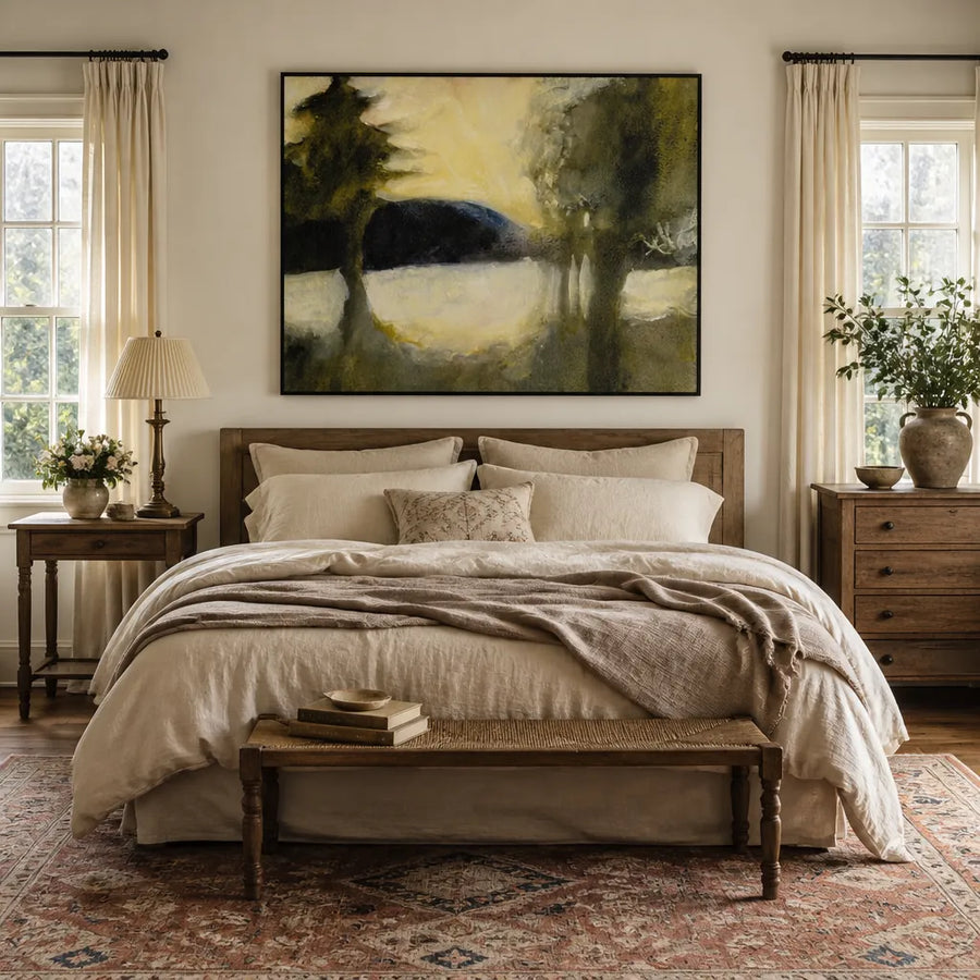 Abstract Lake Glow Art Print in a room setting