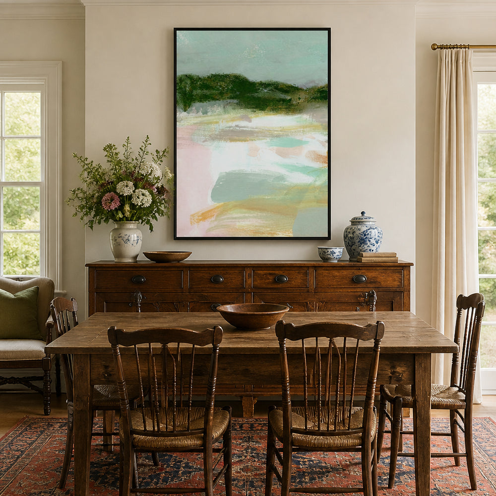 Room mockup featuring Pastel Landscape Serenity Art Print