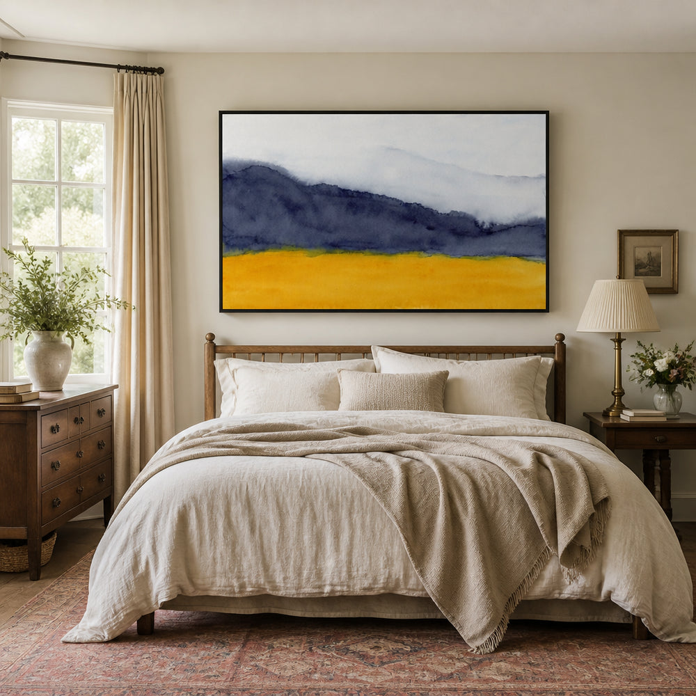 Room mockup featuring Serene Mountain Landscape Art Print