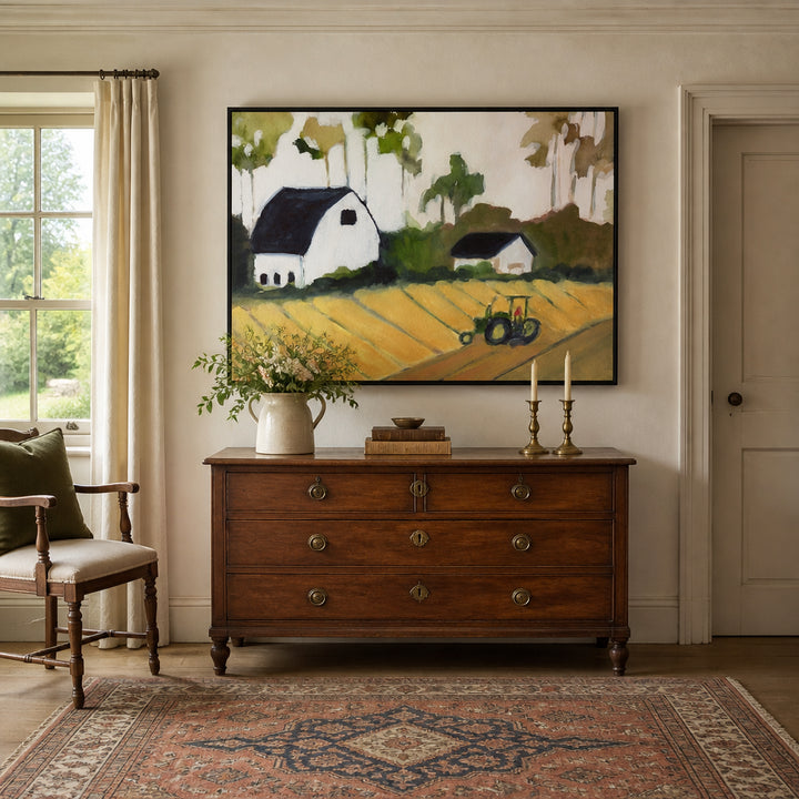 Room mockup featuring Working the Farm Fields Art Print