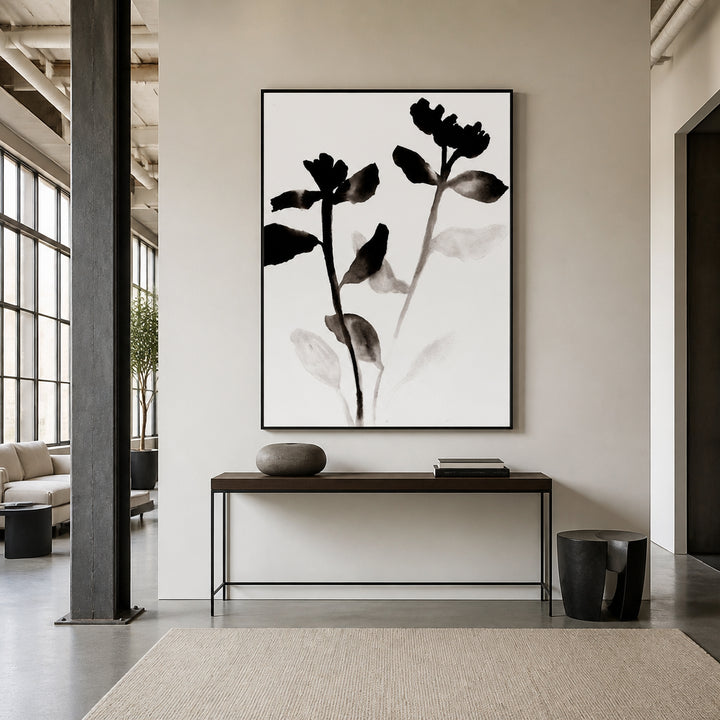 Room mockup featuring Black Ink Flowers Art Print