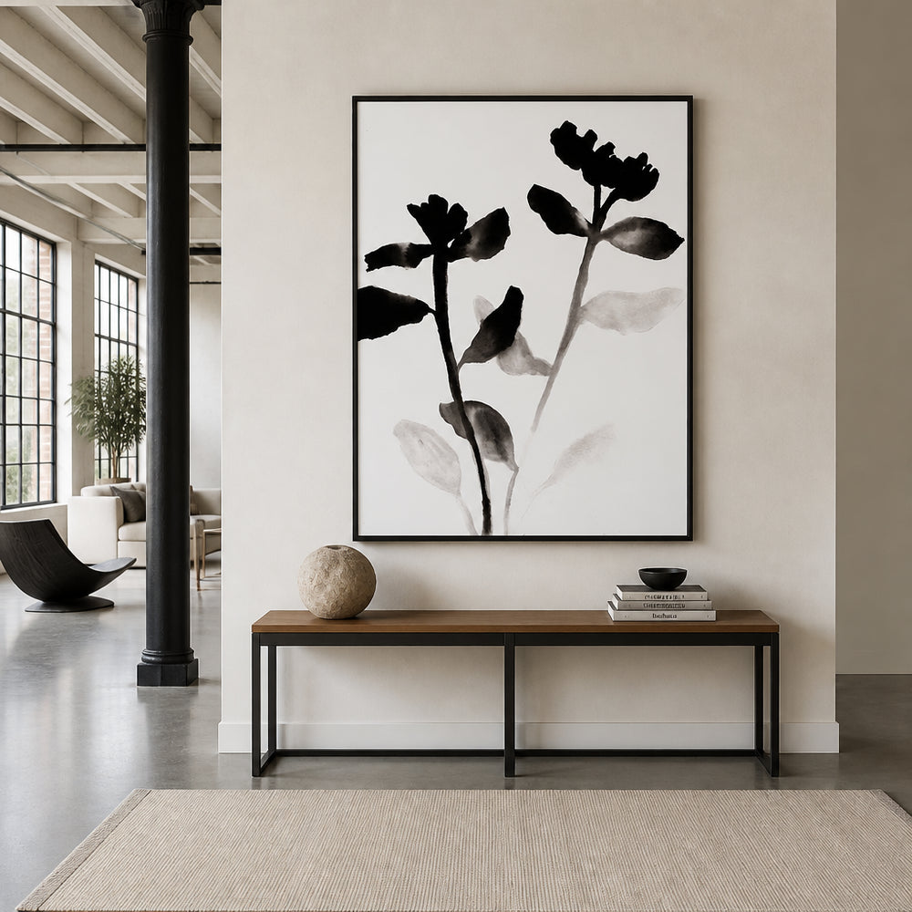 Room mockup featuring Black Ink Flowers Art Print