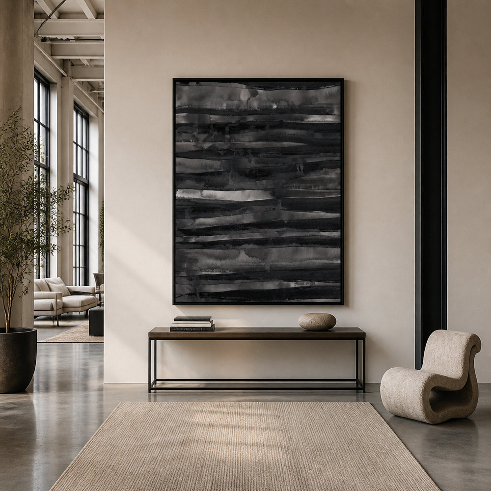 Room mockup featuring Dark Abstract Stripes Art Print