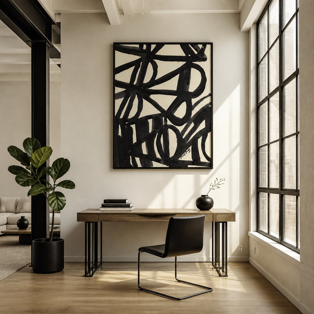 Room mockup featuring Dynamic Line Pattern Art Print
