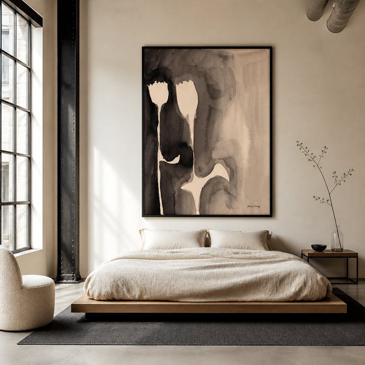 Room mockup featuring Fluid Sepia Forms Art Print