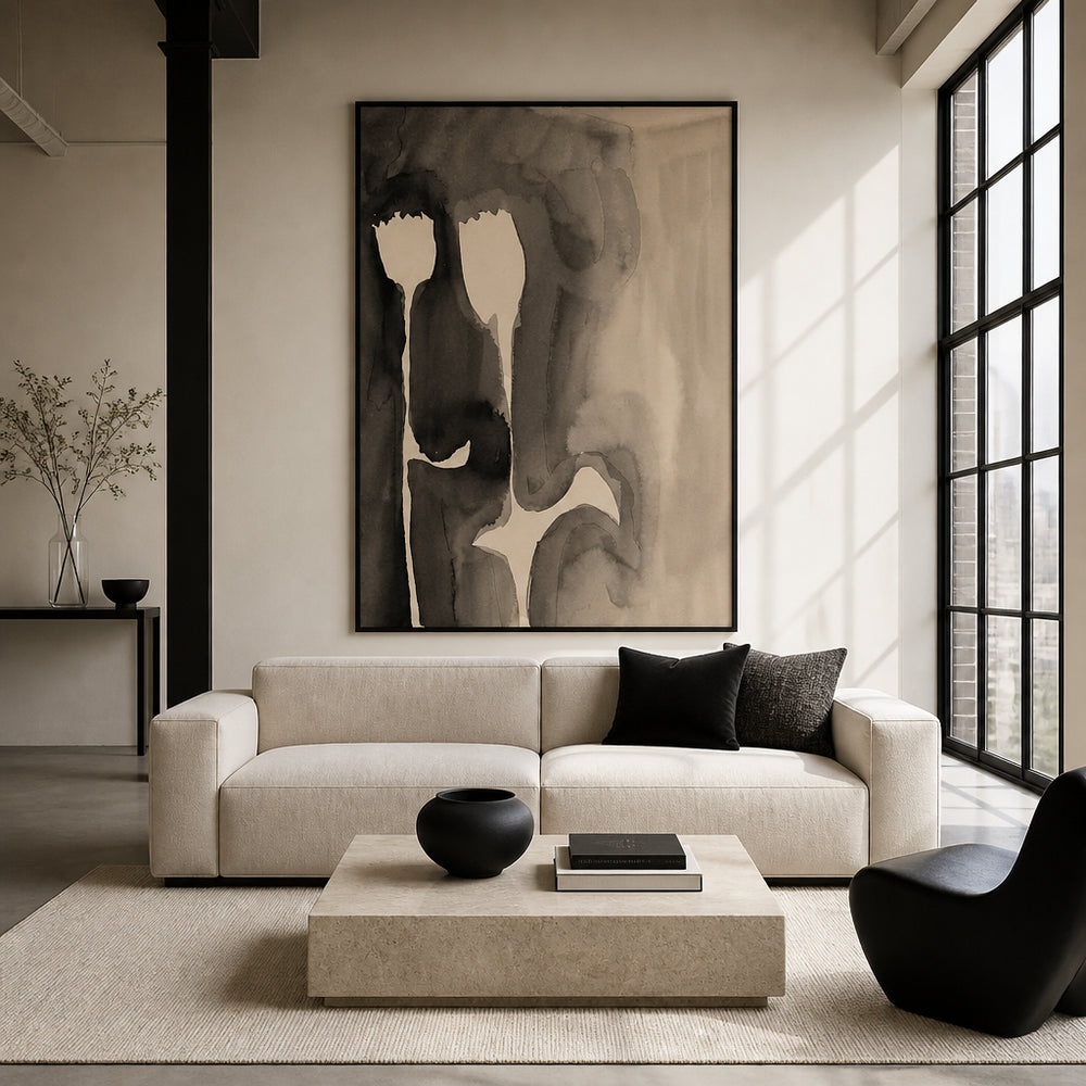 Room mockup featuring Fluid Sepia Forms Art Print