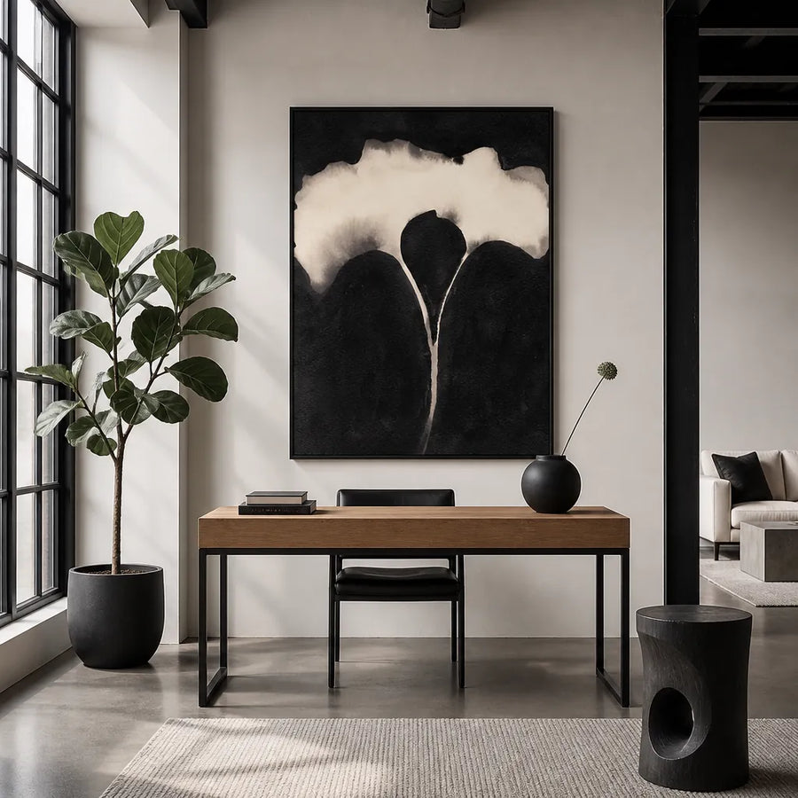 Minimal Ink Bloom Art Print in a room setting