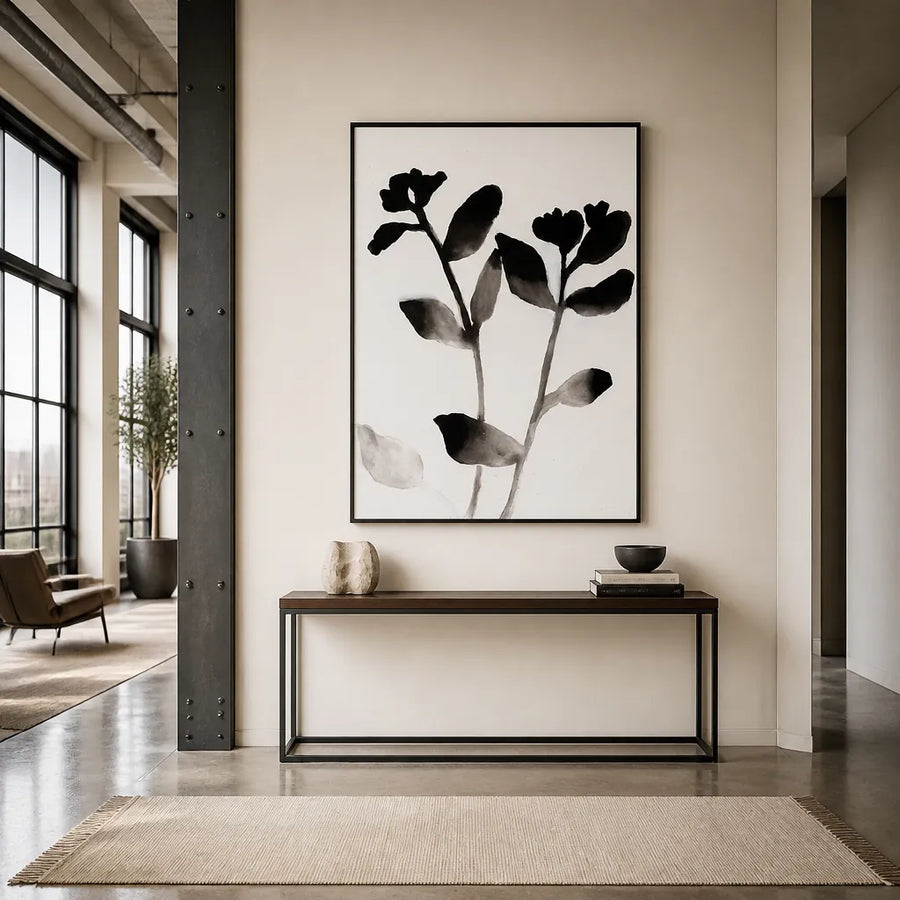Minimalist Botanical Blooms Art Print in a room setting