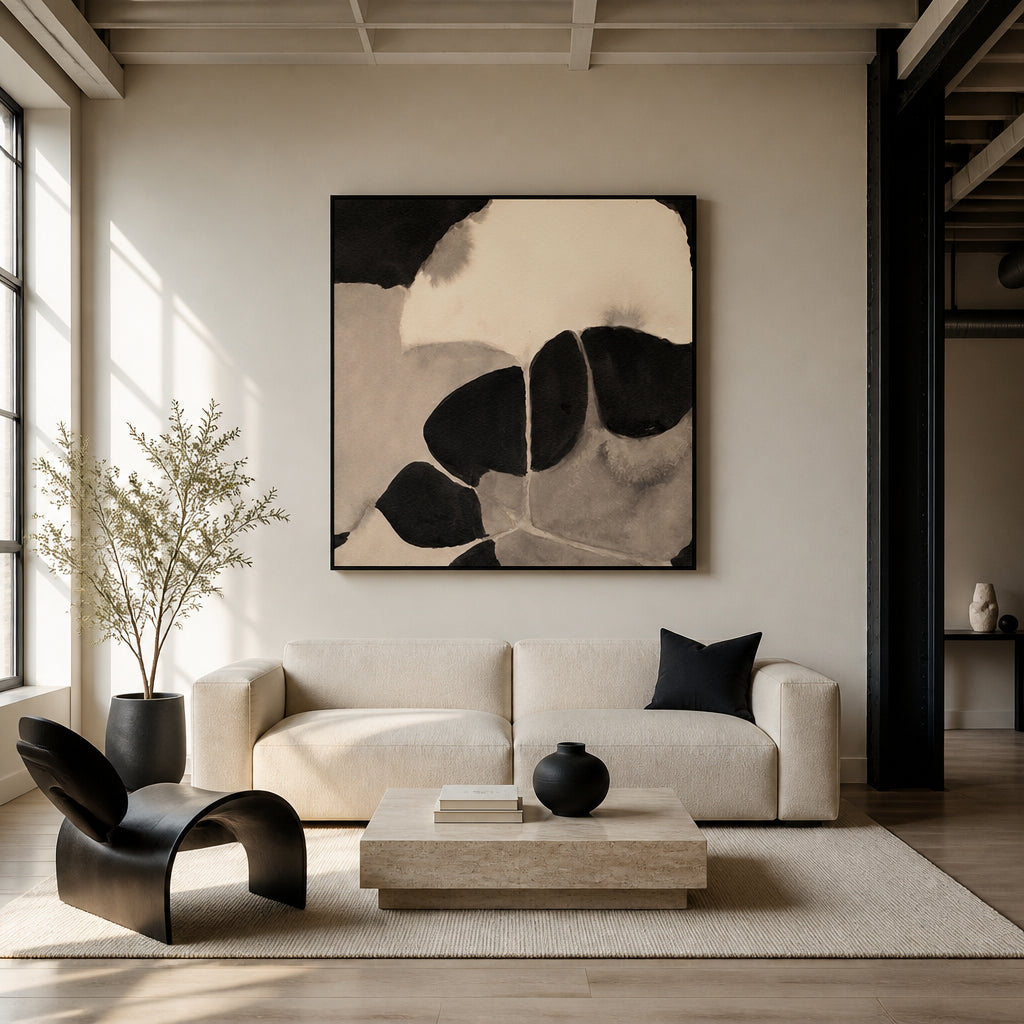 Room mockup featuring Organic Monochrome Shapes Art Print