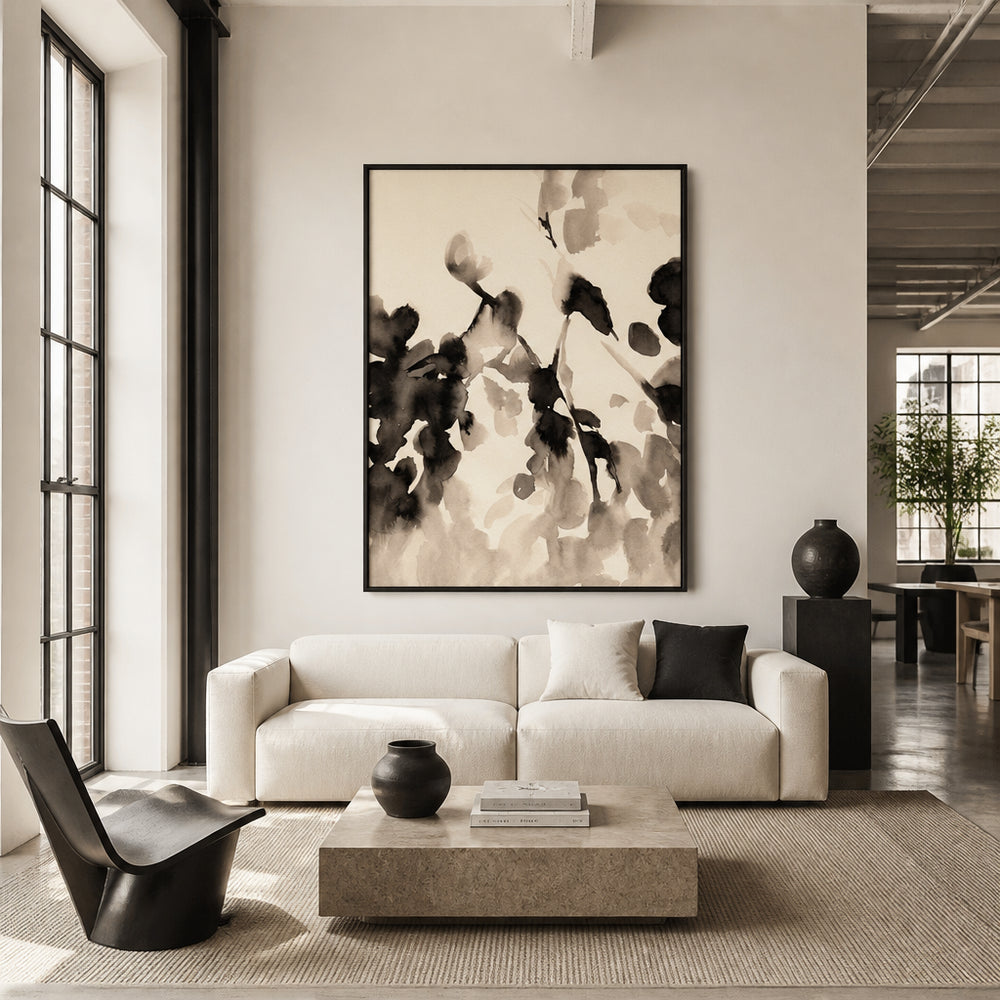 Room mockup featuring Sepia Botanical Movement Art Print