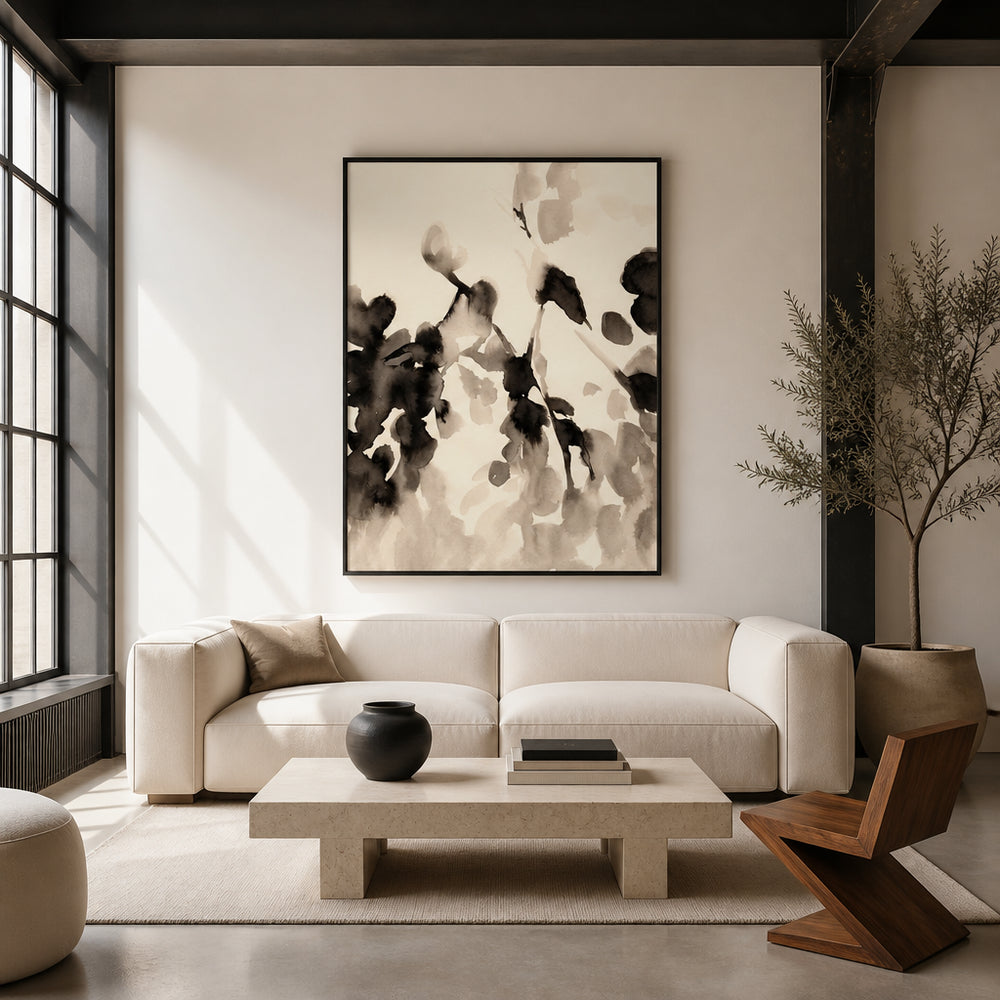 Room mockup featuring Sepia Botanical Movement Art Print