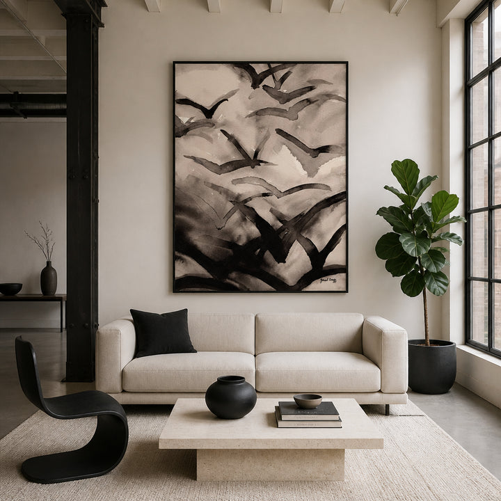 Room mockup featuring Soaring Bird Flock Art Print