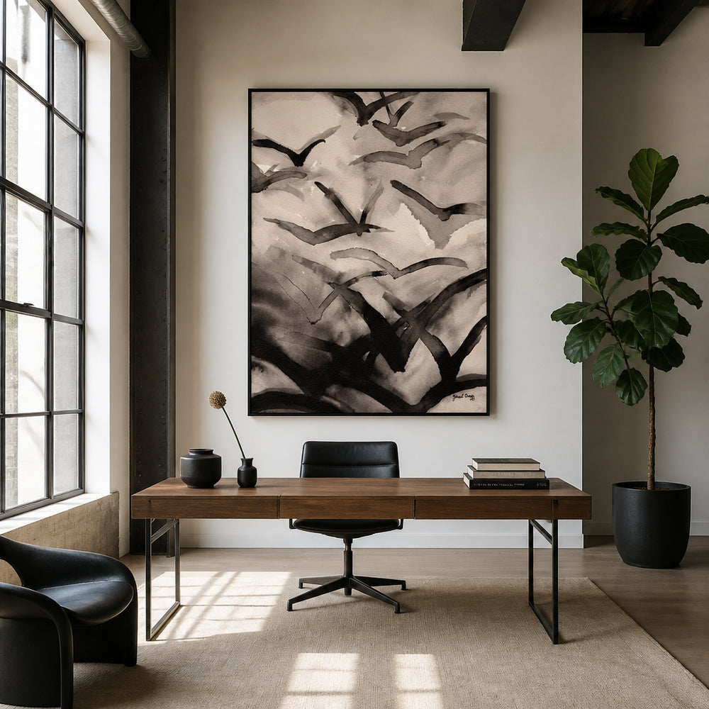 Room mockup featuring Soaring Bird Flock Art Print