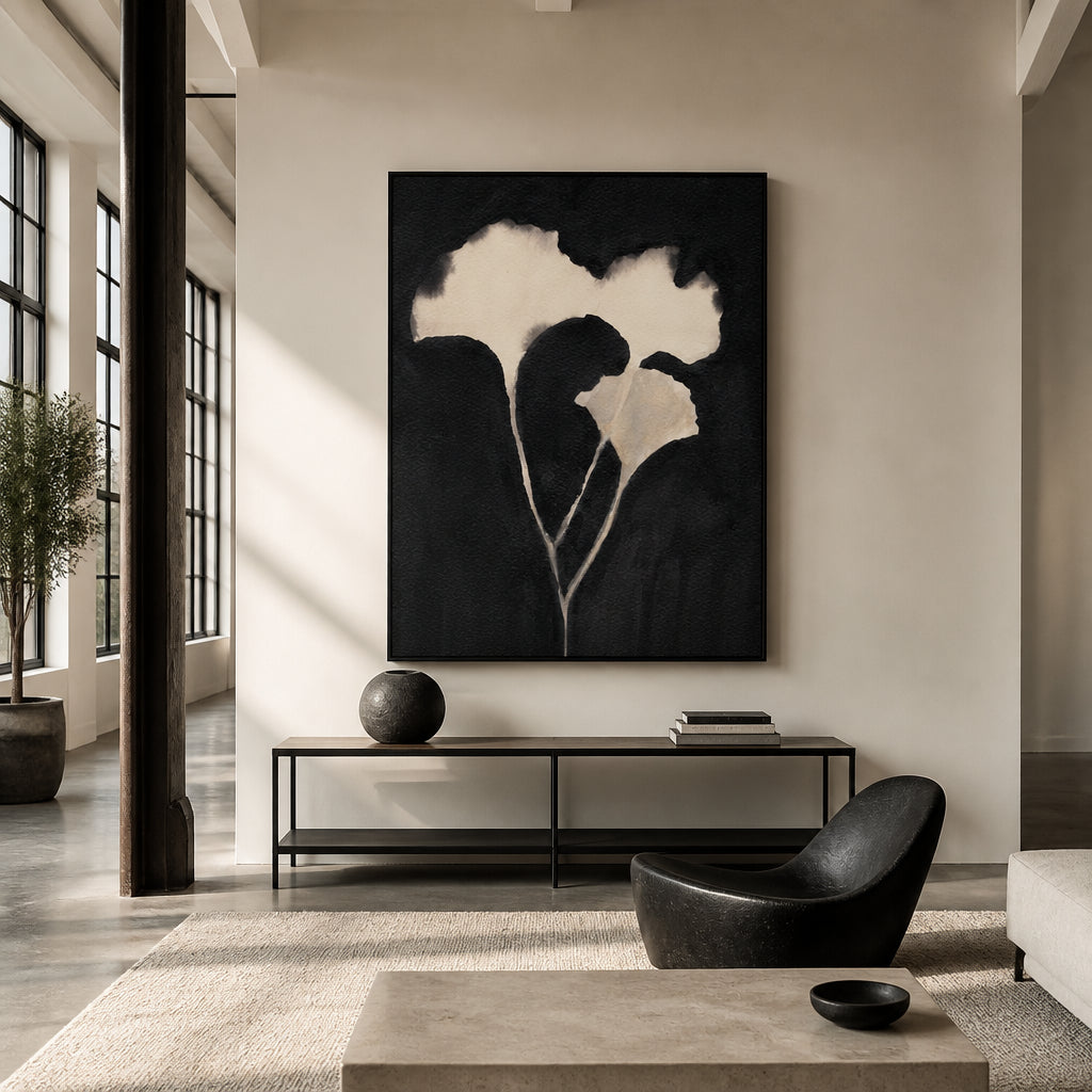 Room mockup featuring Subtle Ginkgo Serenity Art Print