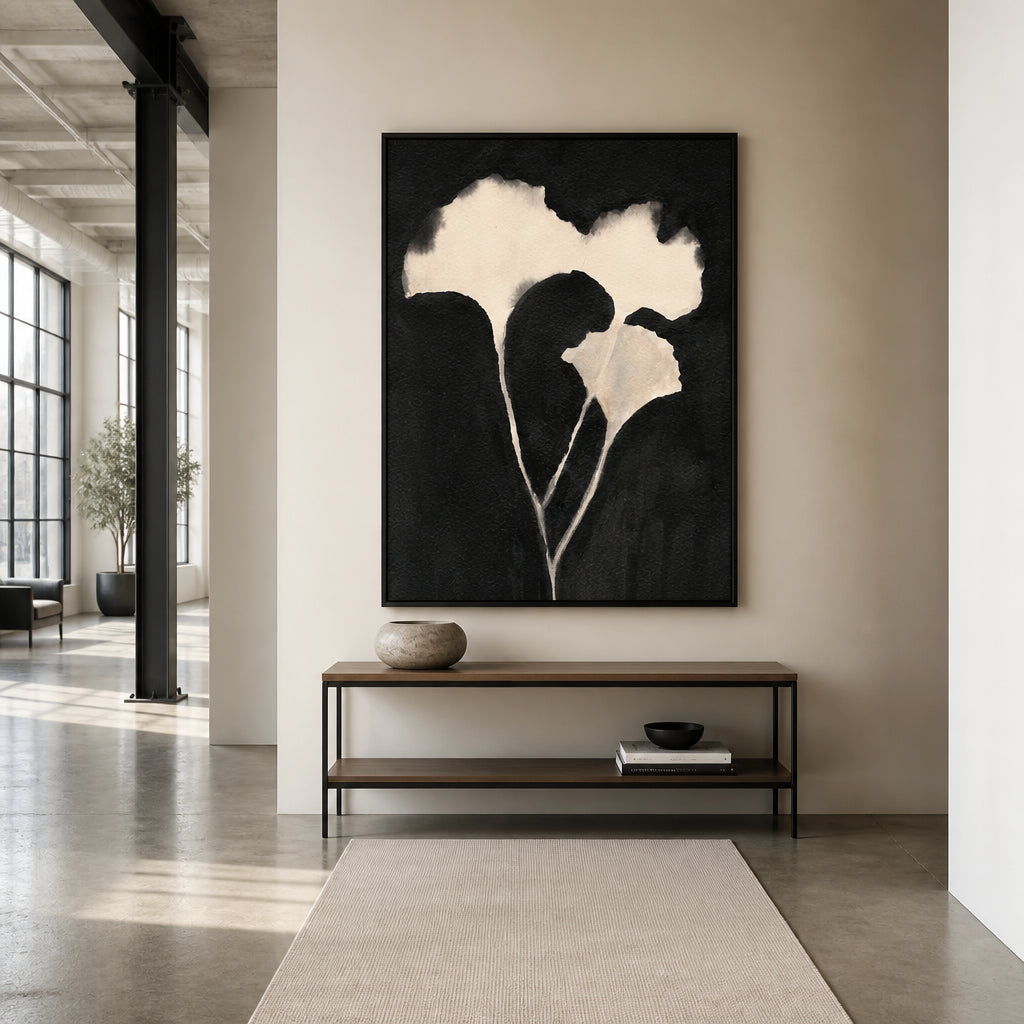 Room mockup featuring Subtle Ginkgo Serenity Art Print