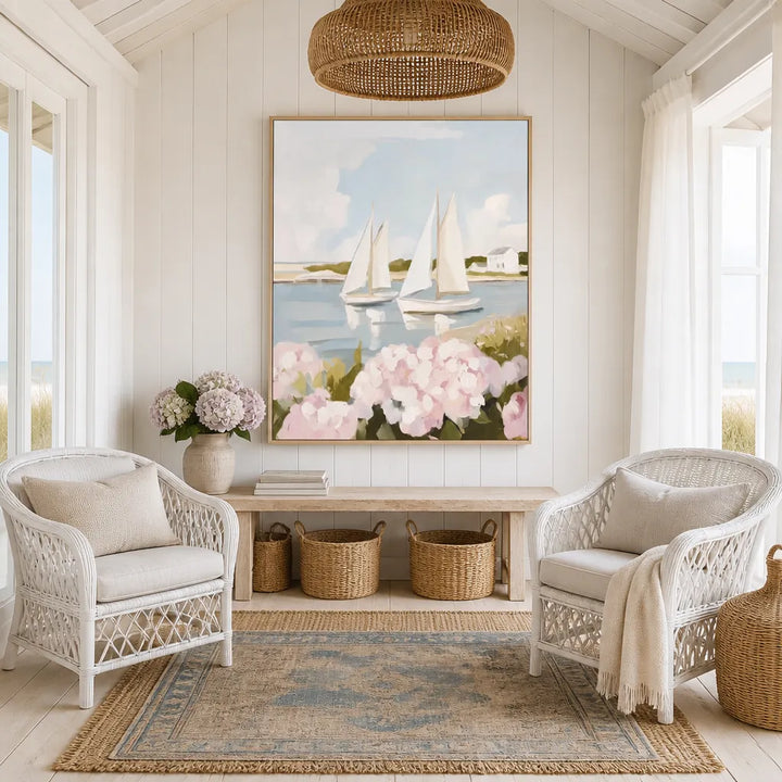 Room mockup featuring Nantucket Sails Art Print