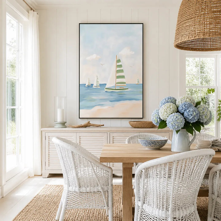 Room mockup featuring Summer Sailboat Serenity Art Print