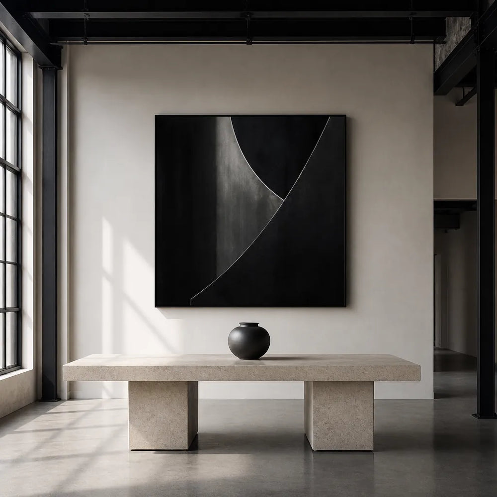 Room mockup featuring Abstract Dark Forms Art Print