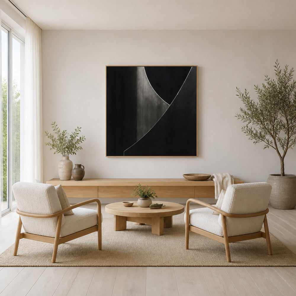 Room mockup featuring Abstract Dark Forms Art Print