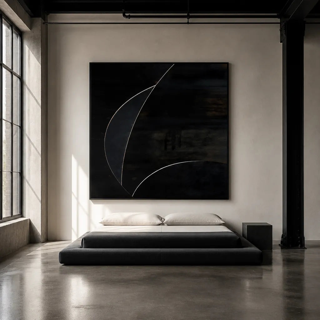Room mockup featuring Elegant Dark Curves Art Print