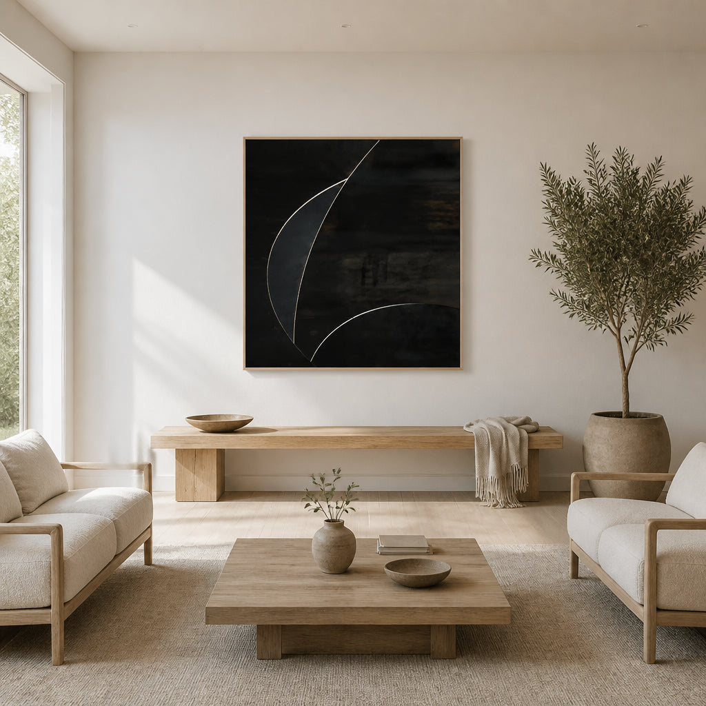 Room mockup featuring Elegant Dark Curves Art Print