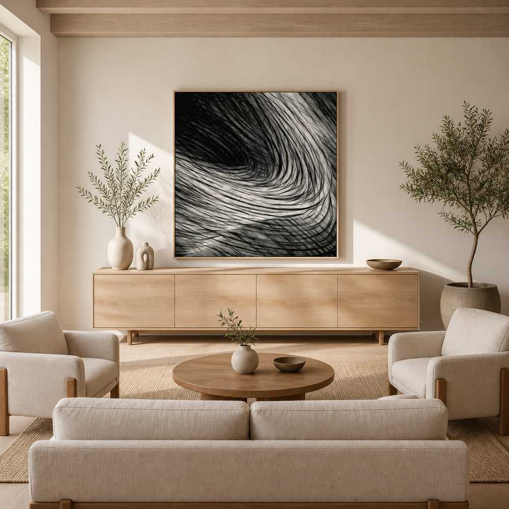 Room mockup featuring Flowing Abstract Lines Art Print