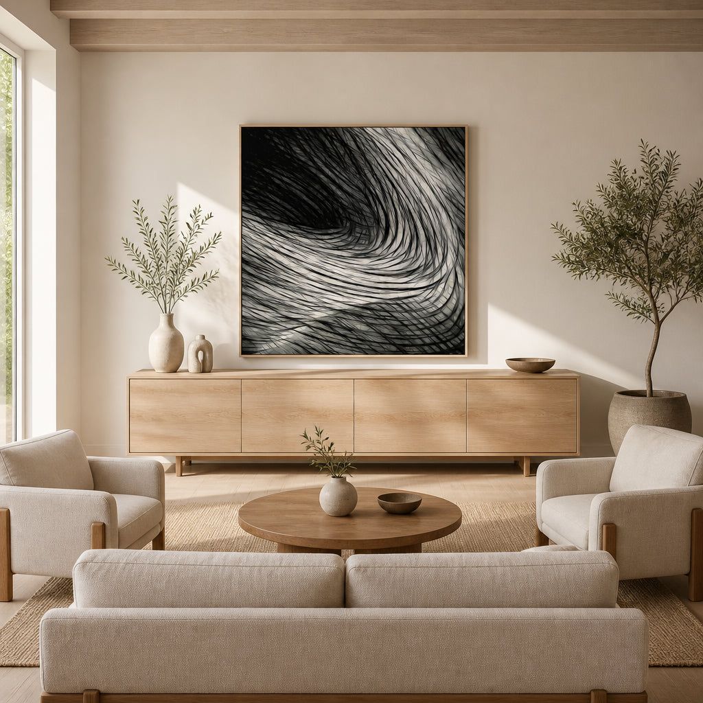 Room mockup featuring Flowing Abstract Lines Art Print
