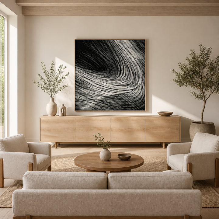 Room mockup featuring Flowing Abstract Lines Art Print