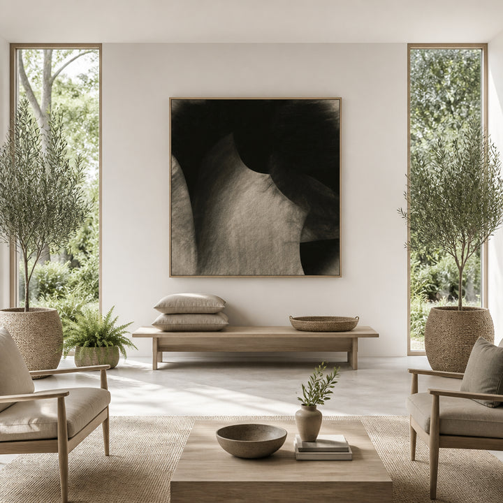 Room mockup featuring Flowing Sepia Curves Art Print