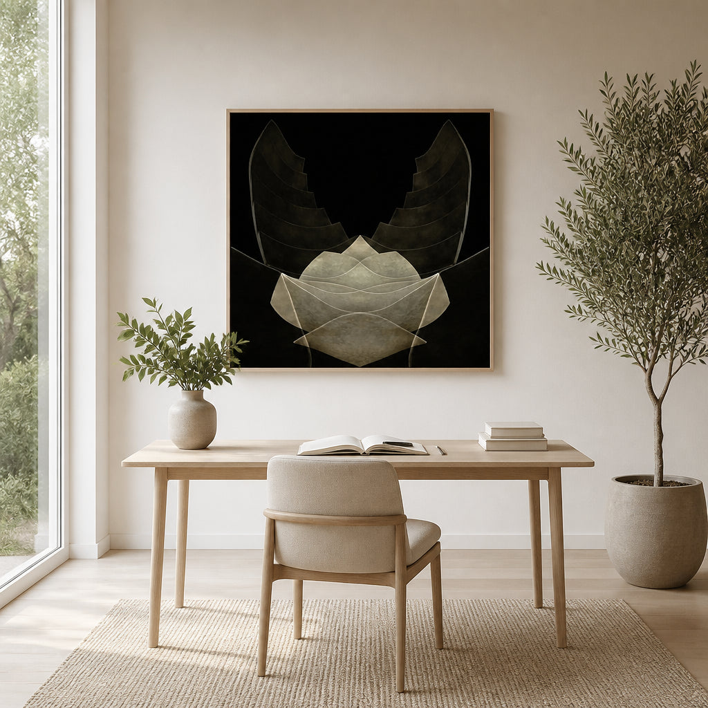 Room mockup featuring Sleek Geometric Layers Art Print