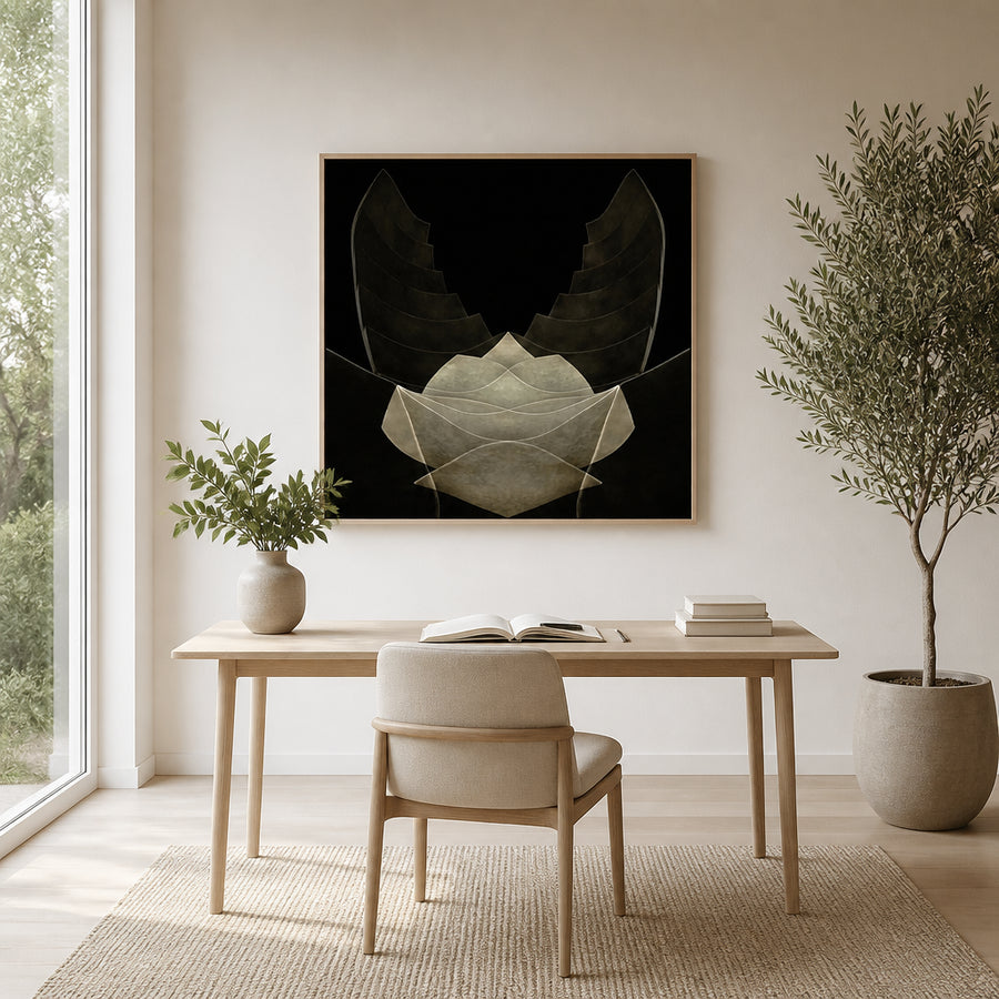Sleek Geometric Layers Art Print in a room setting