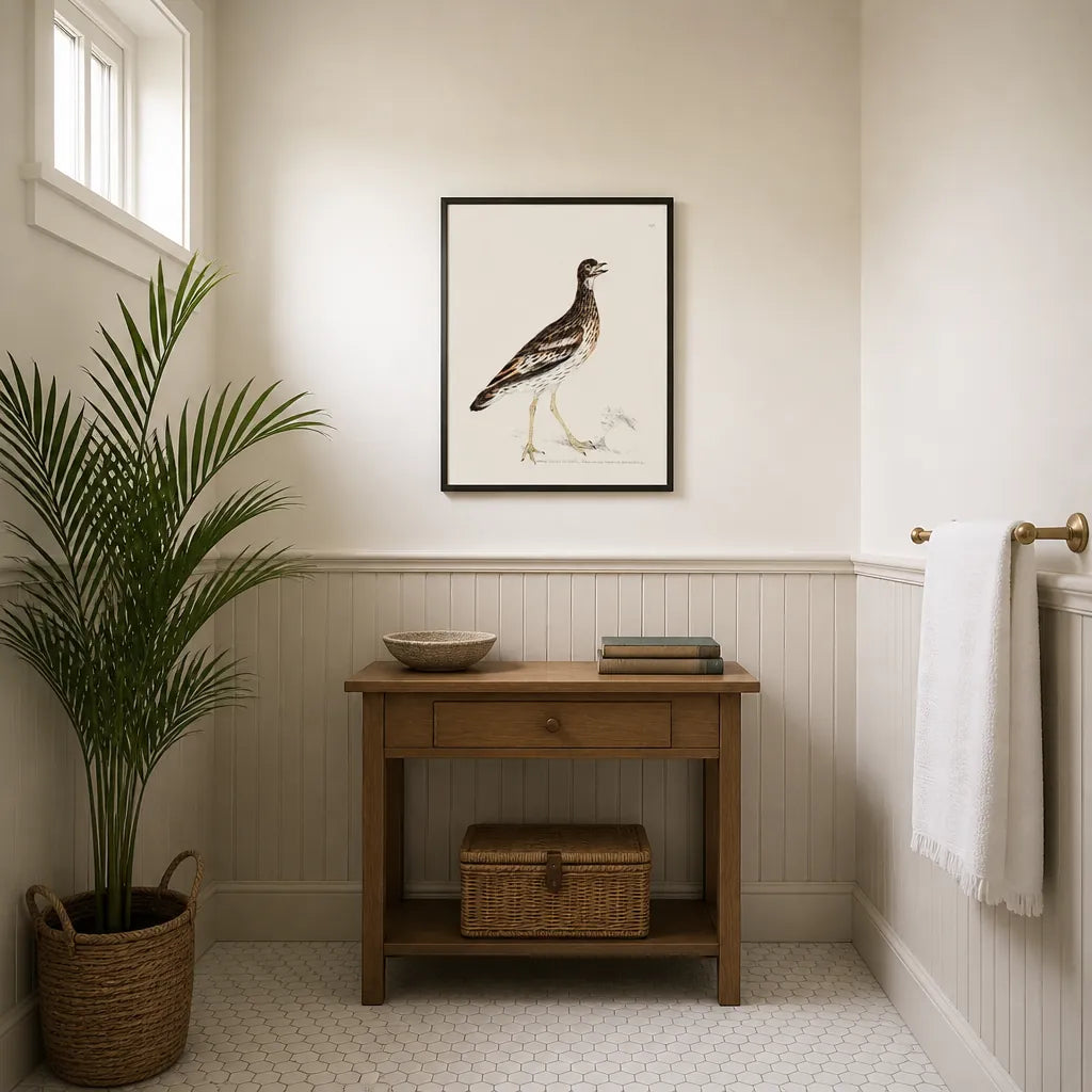 Room mockup featuring Thick-Kneed Bustard Vintage Bird Print