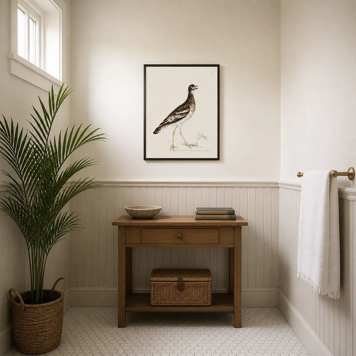 Room mockup featuring Thick-Kneed Bustard Vintage Bird Print