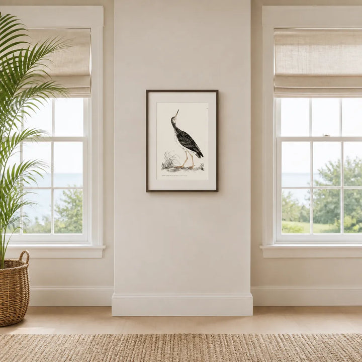 Room mockup featuring Spotted Snipe Vintage Bird Print