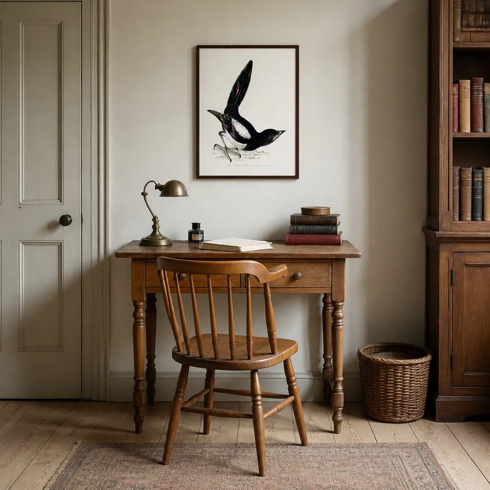 Room mockup featuring Magpie Vintage Bird Print