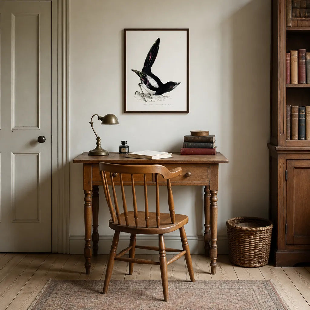 Room mockup featuring Magpie Vintage Bird Print