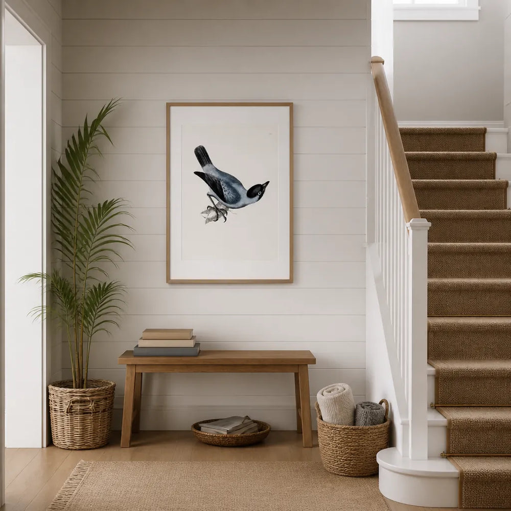 Room mockup featuring Jackdaw Vintage Bird Print