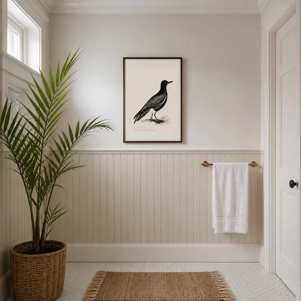 Room mockup featuring Black Tern Vintage Bird Print