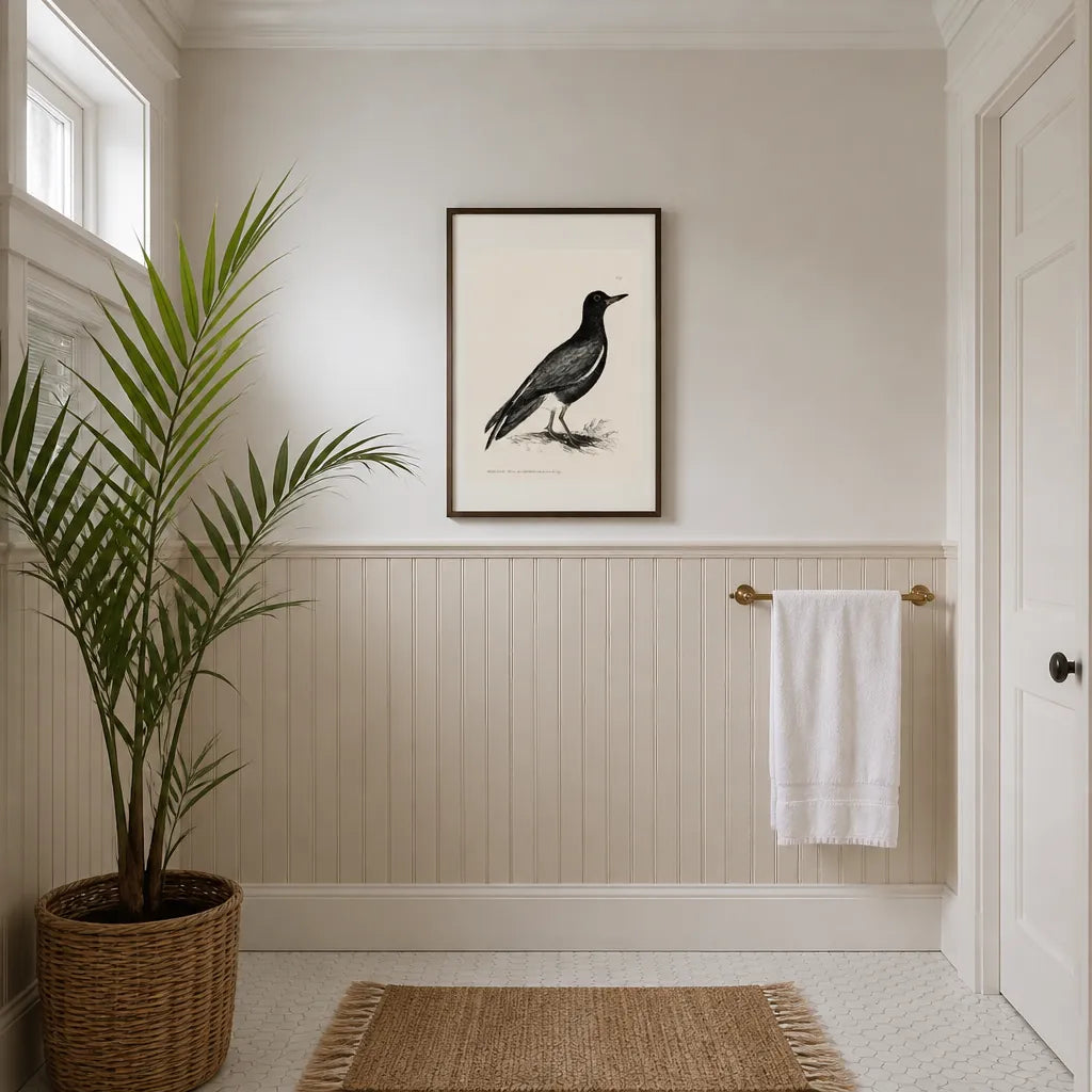Room mockup featuring Black Tern Vintage Bird Print