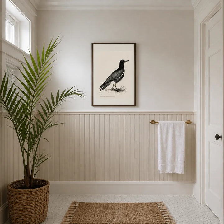 Room mockup featuring Black Tern Vintage Bird Print