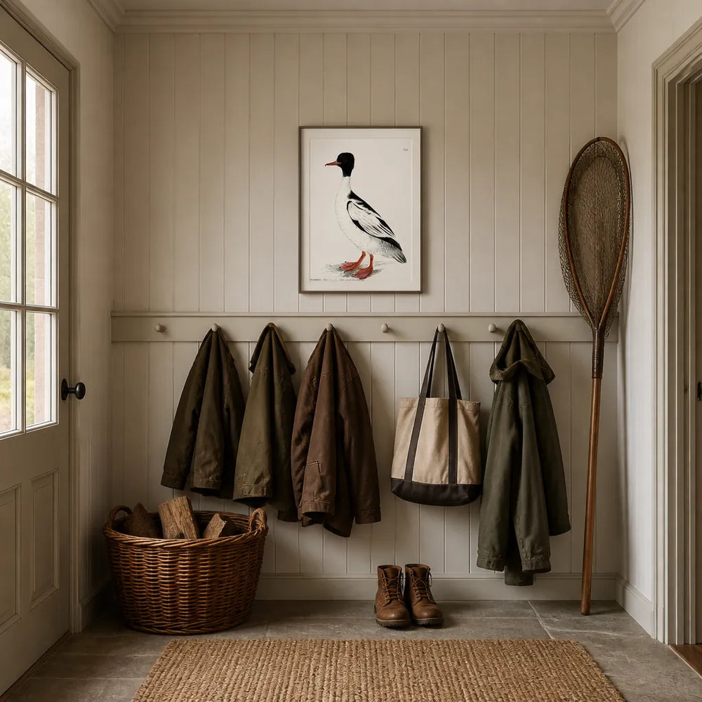 Room mockup featuring Goosander Vintage Bird Print