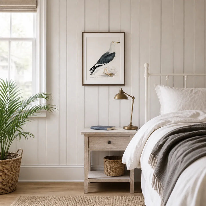 Room mockup featuring Black-Backed Gull Vintage Bird Print
